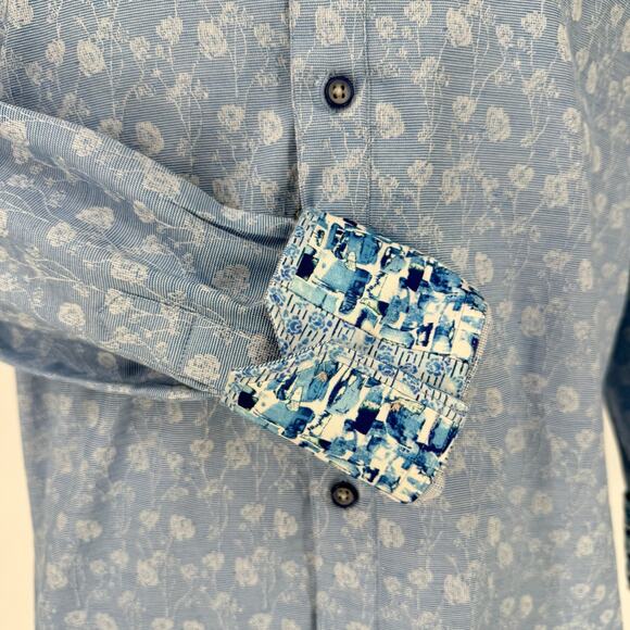 Robert Graham Woven Button Front Long Sleeve Shirt ABBOTT KINNEY Light Blue  M - Picture 5 of 10
